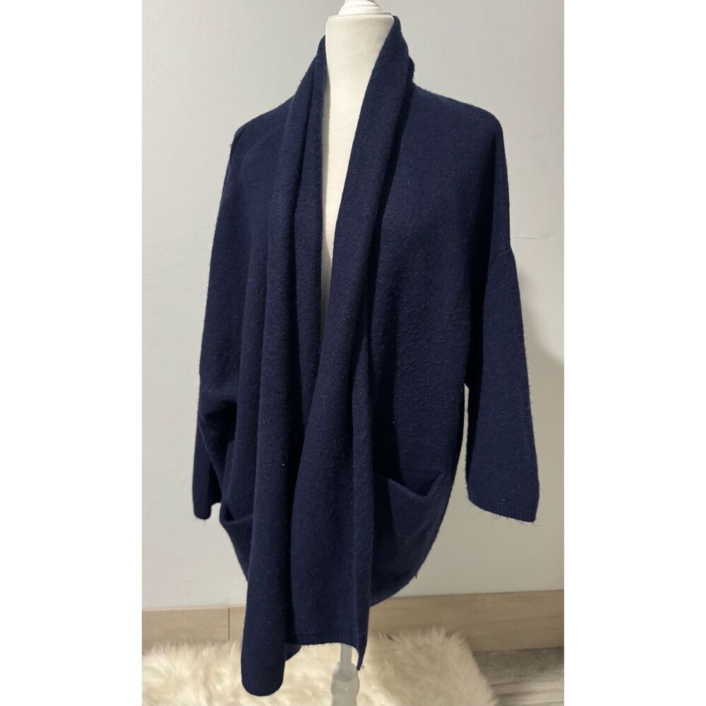 Beryll blue cashmere OS sweater deep pockets